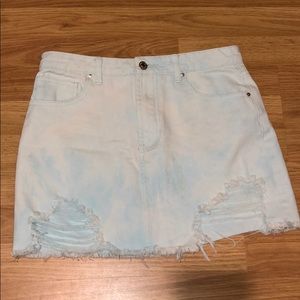 Distressed Light Blue Denim Skirt